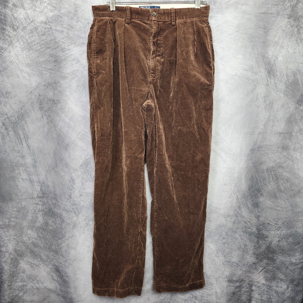 Vintage Polo Ralph Lauren Corduroy Andrew Pants Mens 32x30 Chocolate Brown 90s